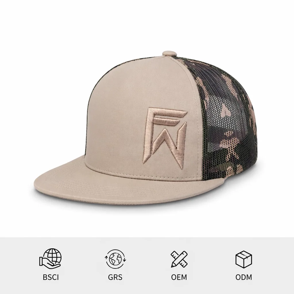 Camo Flat-Brim Trucker
